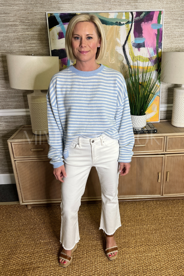 Carley knit sweater, sky blue