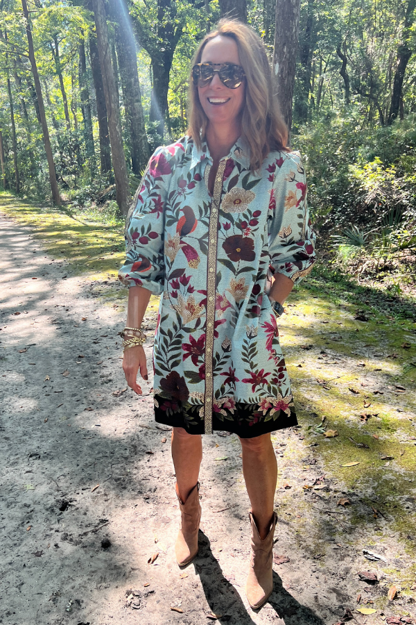 Carlisle dress, opal mosaic print