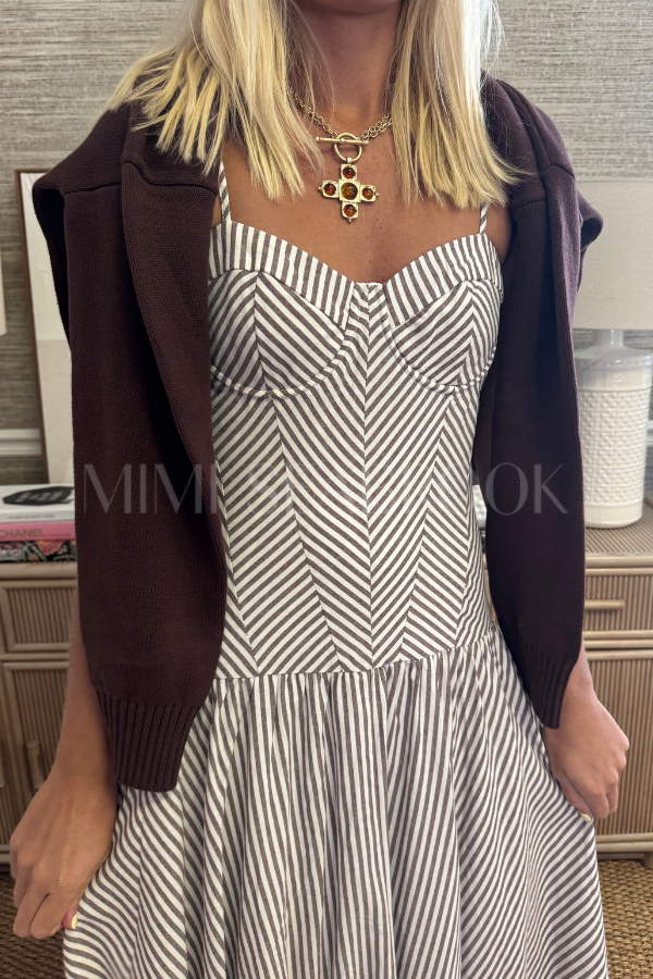 Carmela dress, brown/white