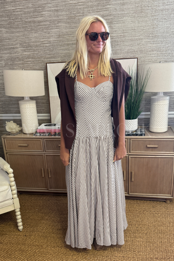 Carmela dress, brown/white
