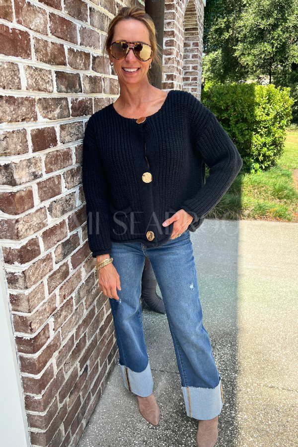 Cates cardigan sweater, black