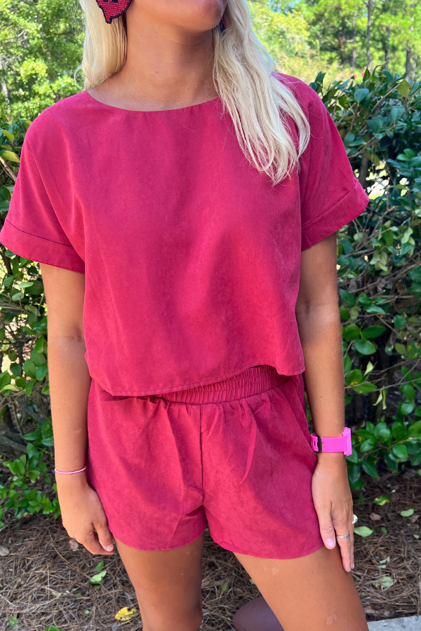 Chandler shorts set, crimson