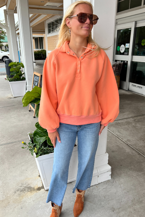 Charlize collared sweatshirt, coral