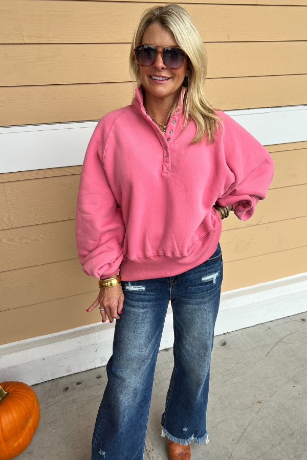 Charlize collared sweatshirt, pink