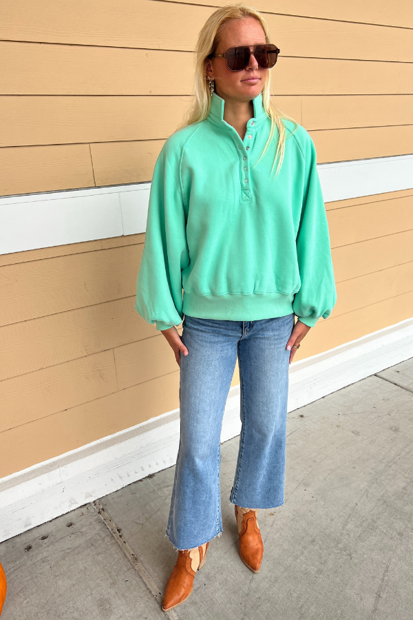 Charlize collared sweatshirt, seafoam