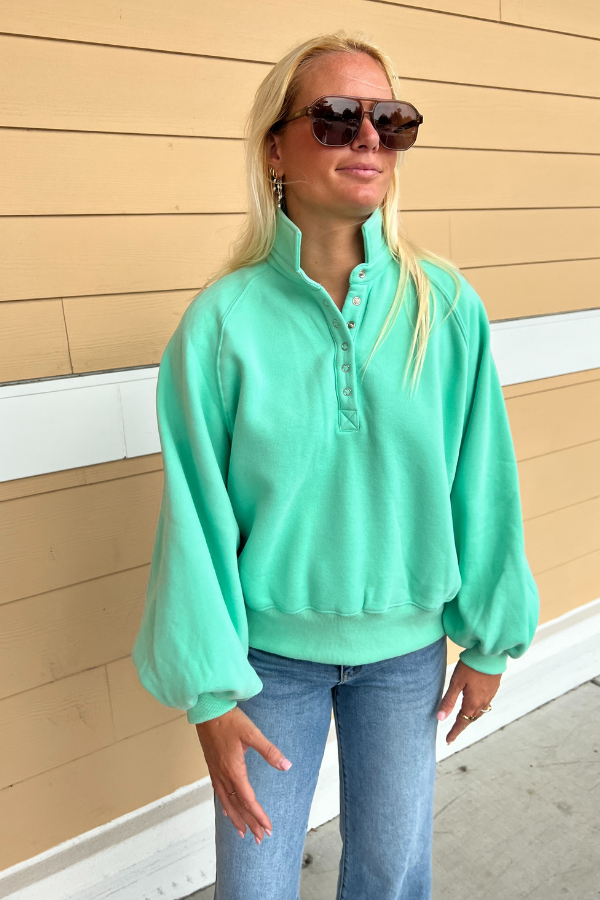 Charlize collared sweatshirt, seafoam