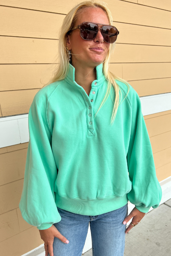 Charlize collared sweatshirt, seafoam