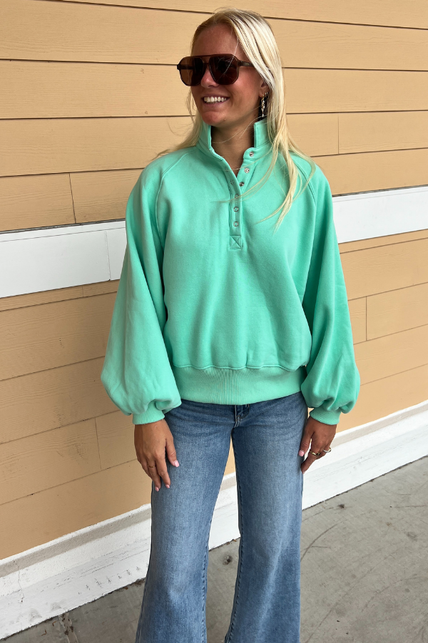 Charlize collared sweatshirt, seafoam