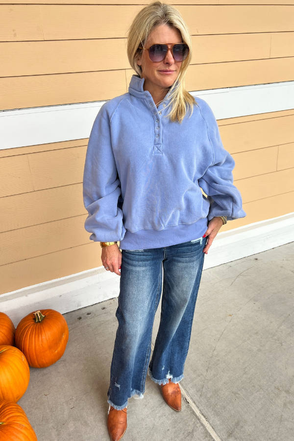 Charlize collared sweatshirt, sky blue