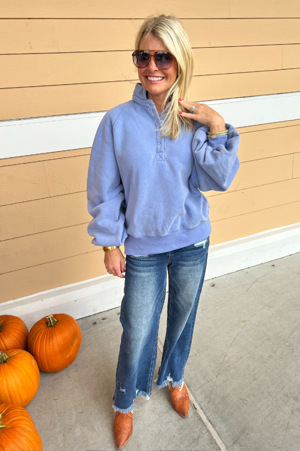 Charlize collared sweatshirt, sky blue