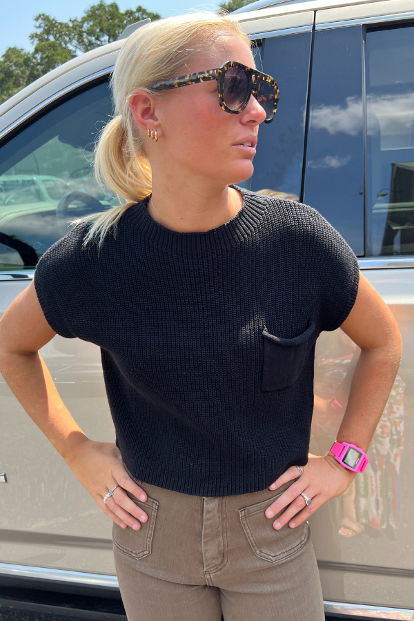 Chelan knit top, black