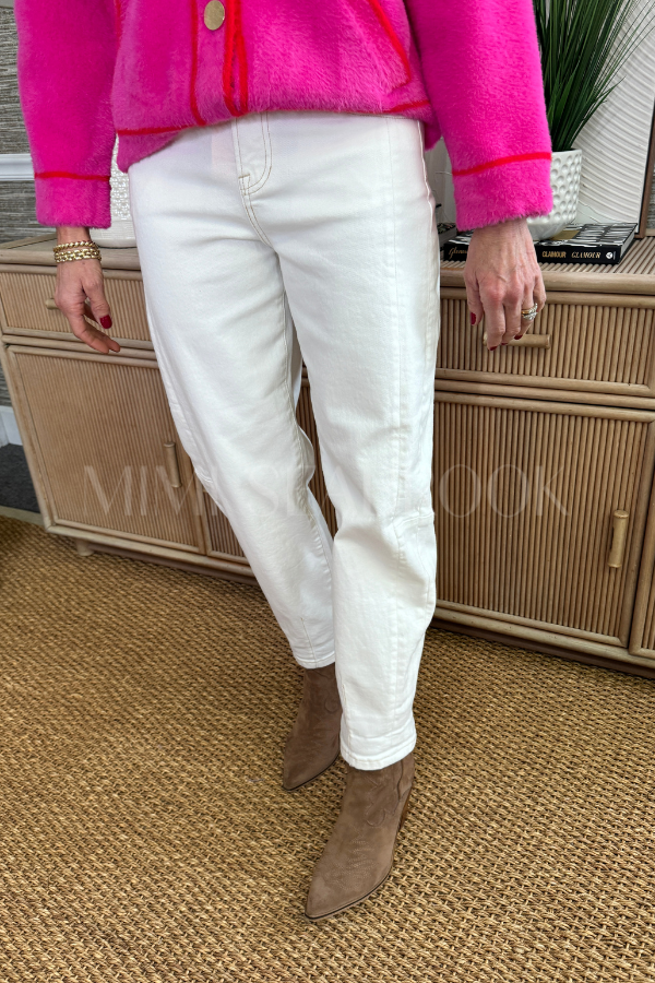 Cherish barrel jeans, cream