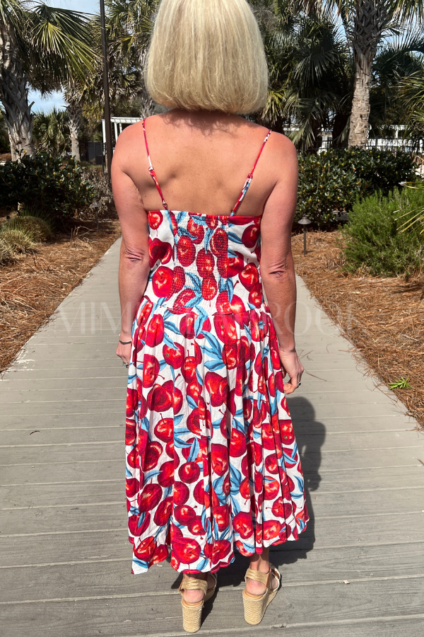 Cherry Blossom Sleeveless Midi Dress by Farm Rio