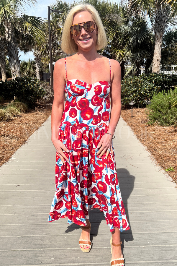 Cherry Blossom Sleeveless Midi Dress by Farm Rio