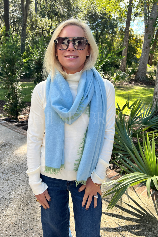 Cagle cashmere scarf, blue sage