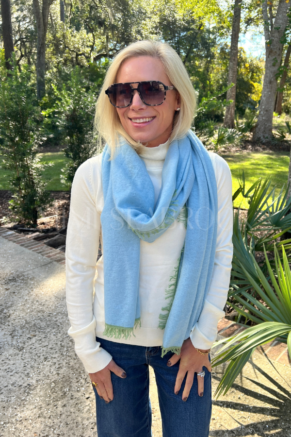 Cagle cashmere scarf, blue sage