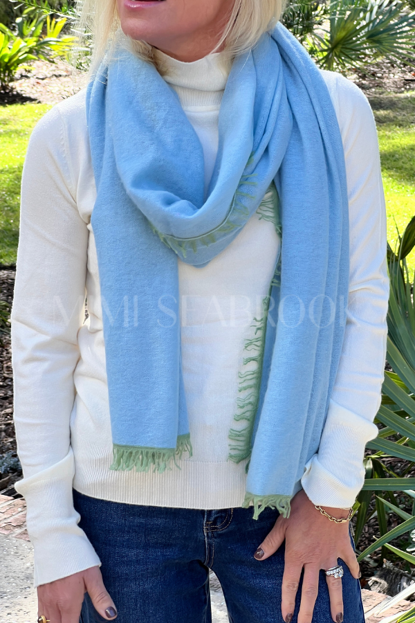 Cagle cashmere scarf, blue sage