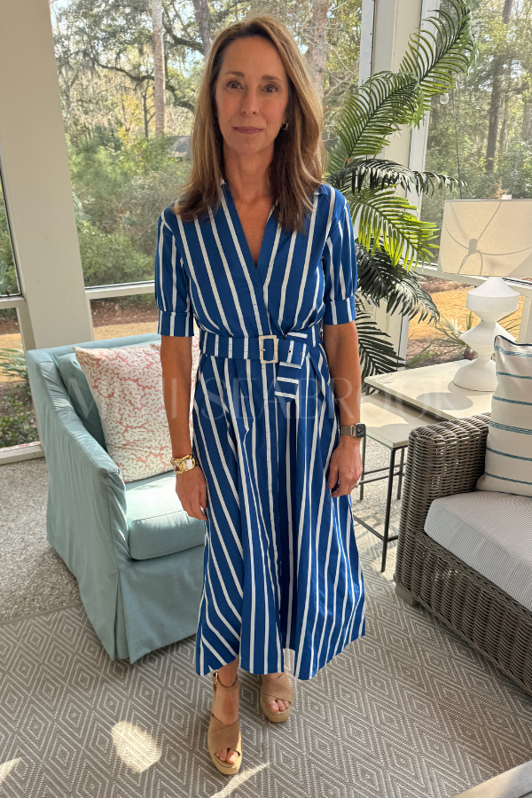 Chrissie Belted Maxi Poplin Dress by Lusana