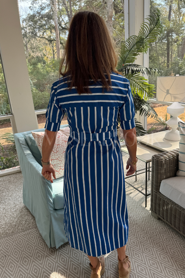 Chrissie Belted Maxi Poplin Dress by Lusana