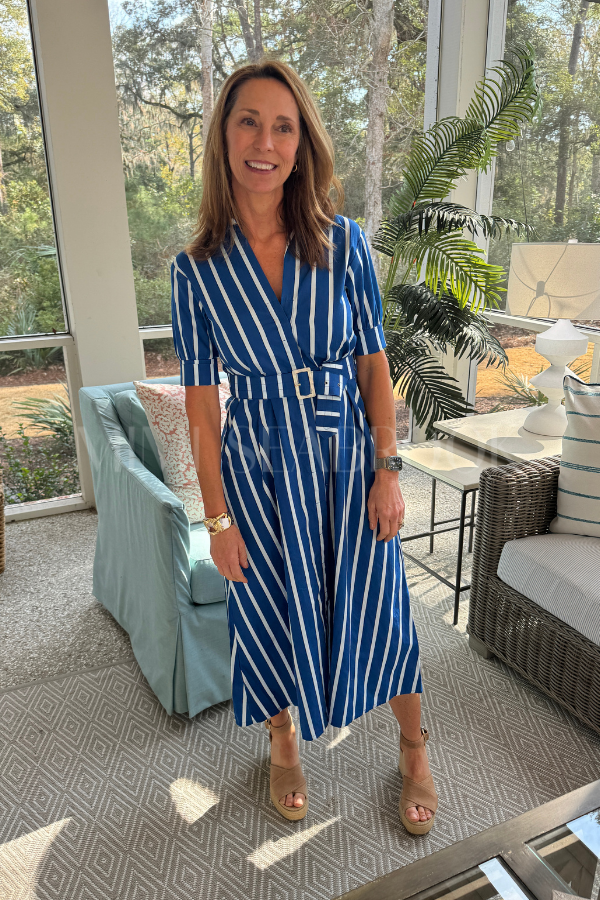 Chrissie Belted Maxi Poplin Dress by Lusana