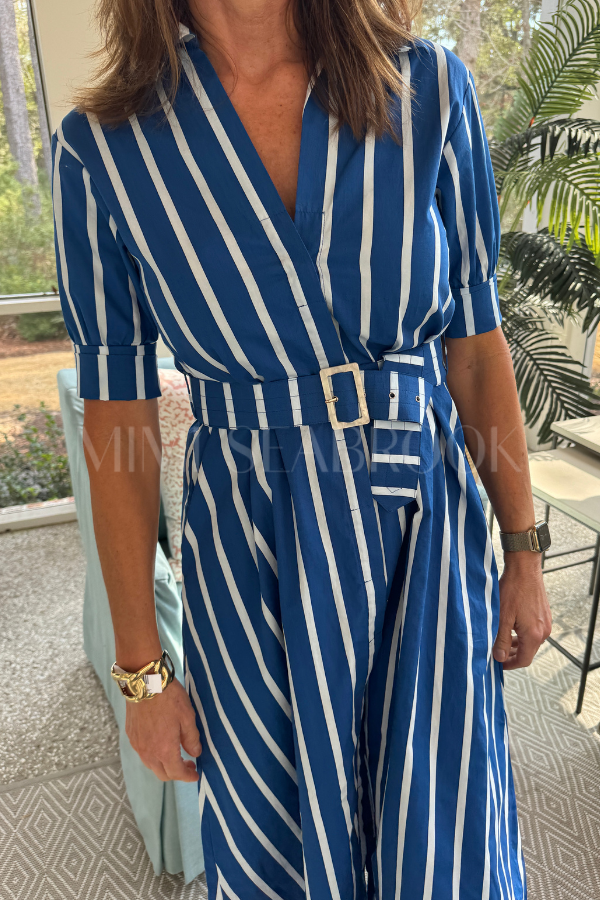 Chrissie Belted Maxi Poplin Dress by Lusana