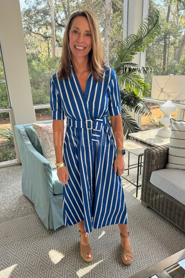 Chrissie Belted Maxi Poplin Dress by Lusana