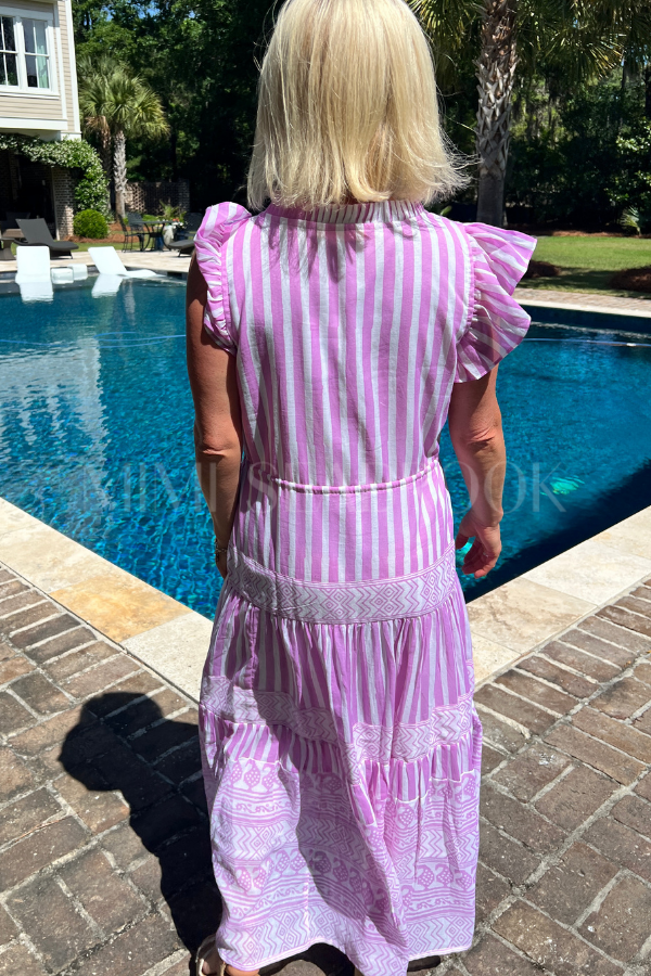 Cinched Flirty Midi Dress, Santorini Lilac by Oliphant