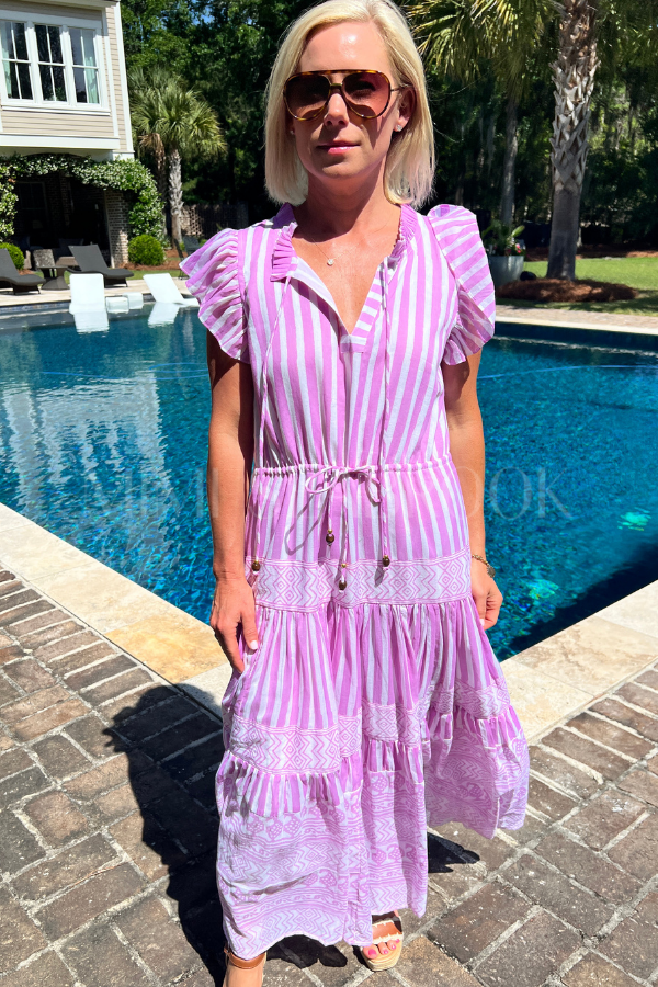 Cinched Flirty Midi Dress, Santorini Lilac by Oliphant