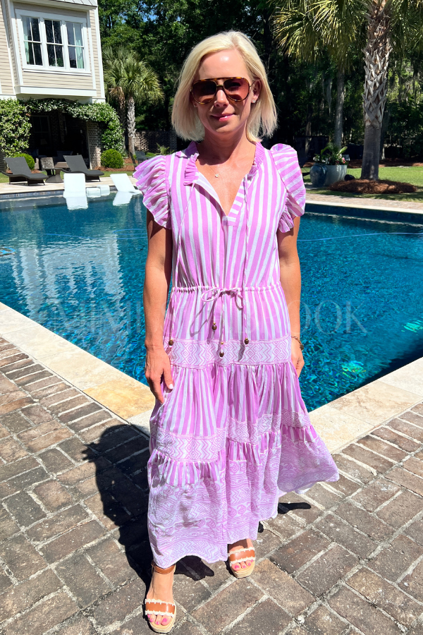 Cinched Flirty Midi Dress, Santorini Lilac by Oliphant