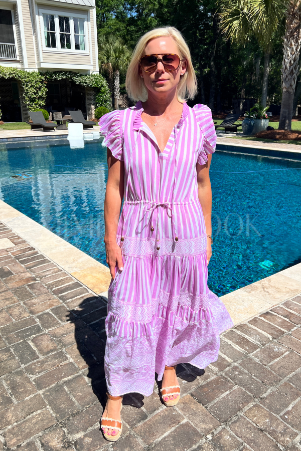 Cinched Flirty Midi Dress, Santorini Lilac by Oliphant
