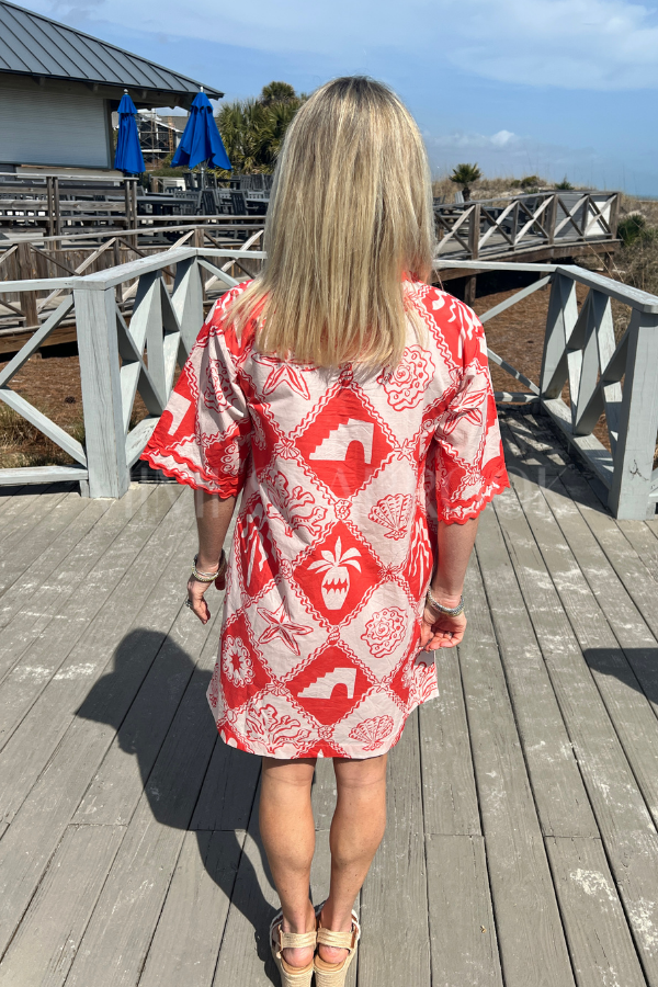 Collared Shirt Dress, Asterias Red