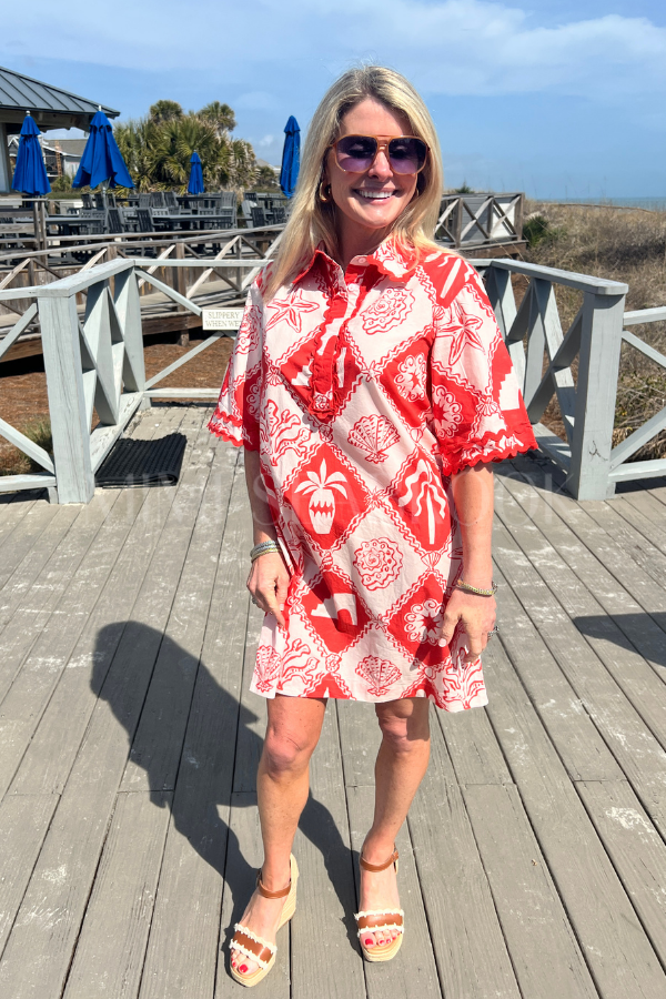 Collared Shirt Dress, Asterias Red