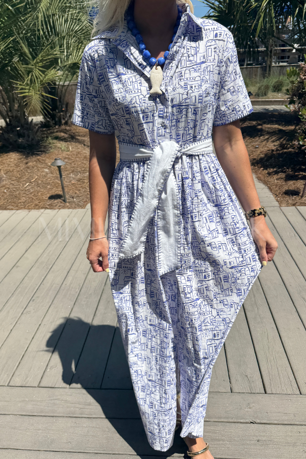 Corina maxi dress, blue print