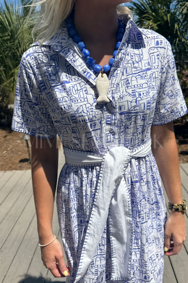 Corina maxi dress, blue print