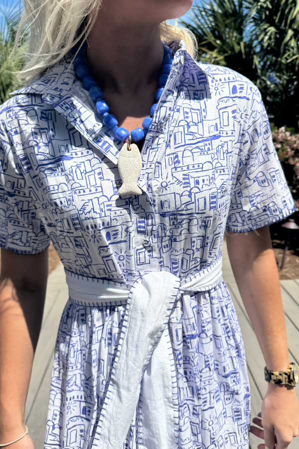 Corina maxi dress, blue print