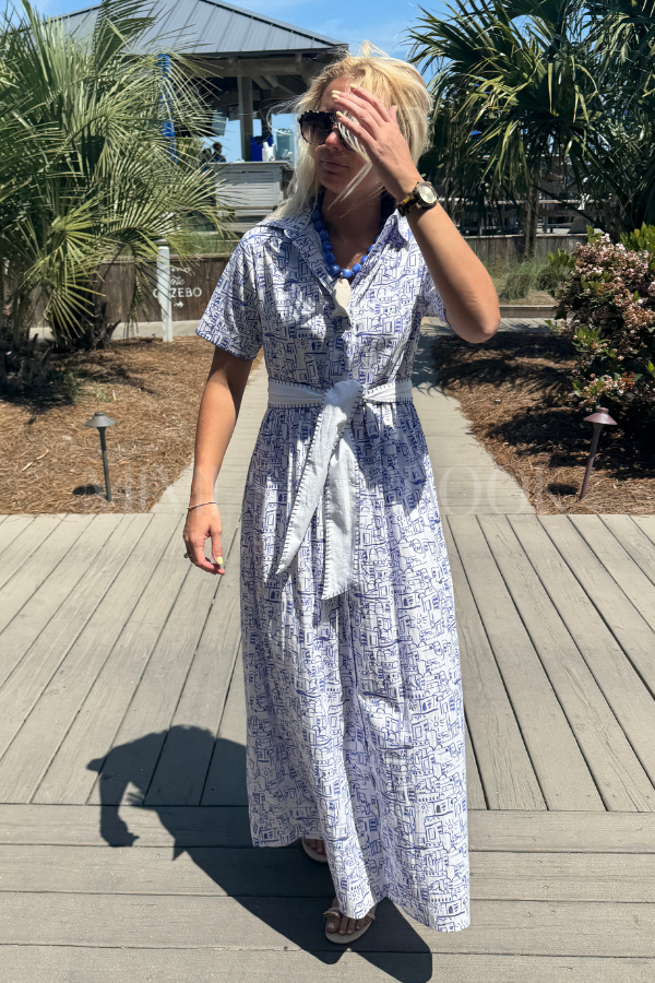 Corina maxi dress, blue print