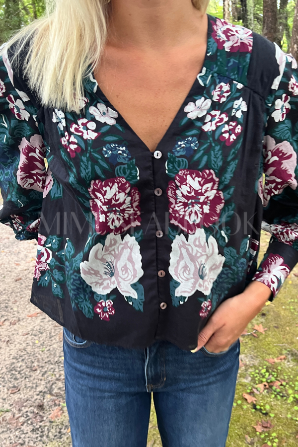 Cosima Top, Juliet Ebony Print by Cleobella