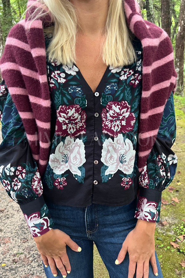 Cosima Top, Juliet Ebony Print by Cleobella