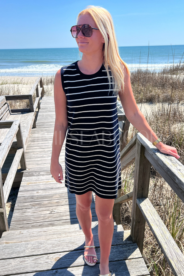 Crafton dress, navy/cream