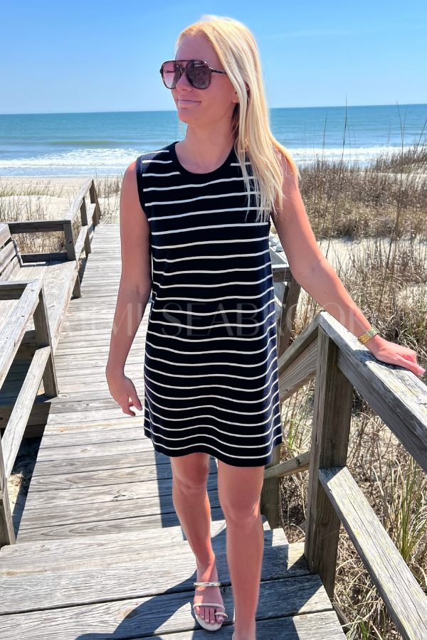 Crafton dress, navy/cream