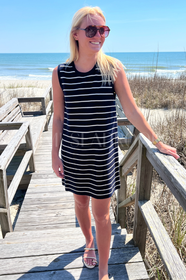 Crafton dress, navy/cream