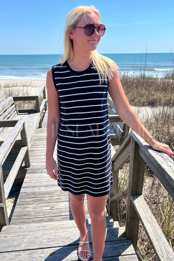 Crafton dress, navy/cream