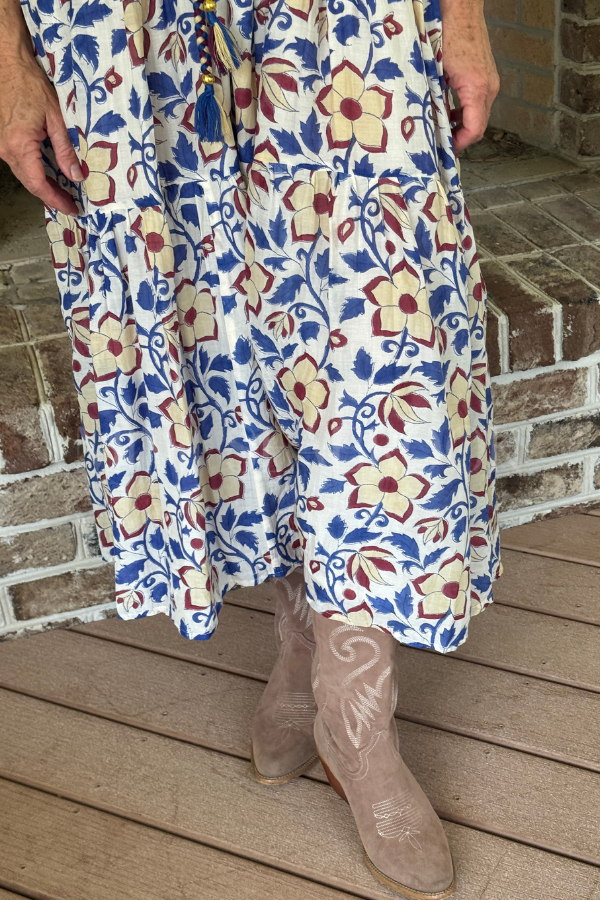 Cuff Sleeve Maxi Dress, Kildare Blue by Oliphant