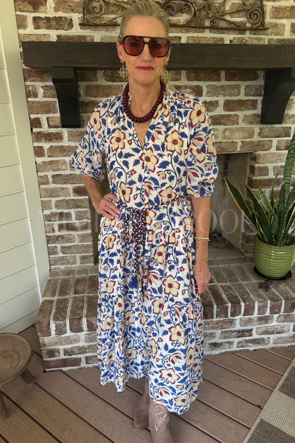Cuff Sleeve Maxi Dress, Kildare Blue by Oliphant