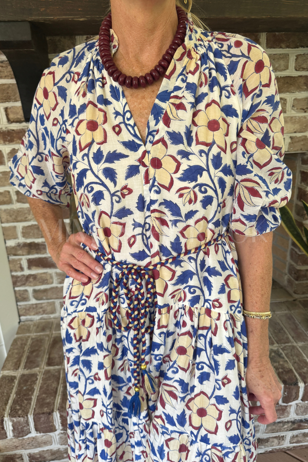 Cuff Sleeve Maxi Dress, Kildare Blue by Oliphant