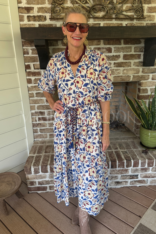 Cuff Sleeve Maxi Dress, Kildare Blue by Oliphant