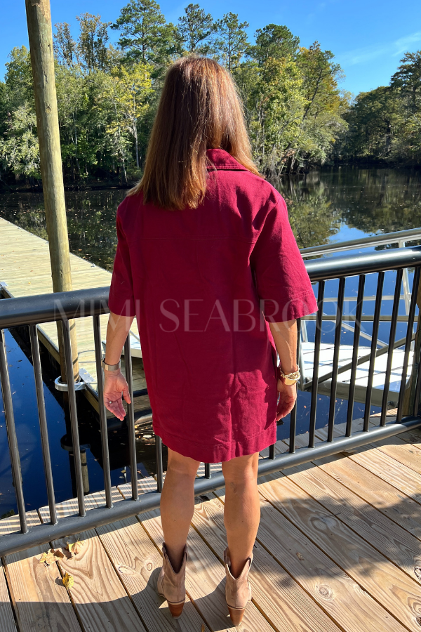 Cumberland denim dress, burgundy