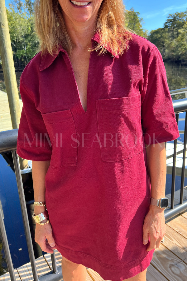 Cumberland denim dress, burgundy
