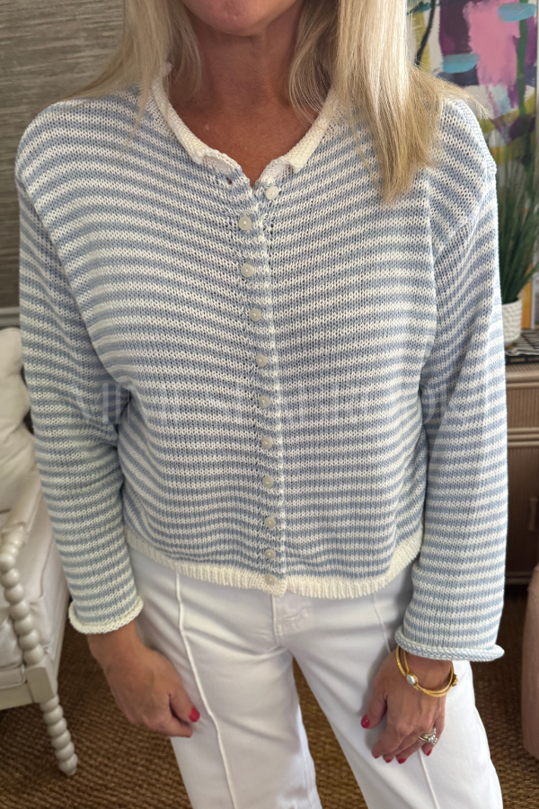 Cyrus sweater, sky blue/white