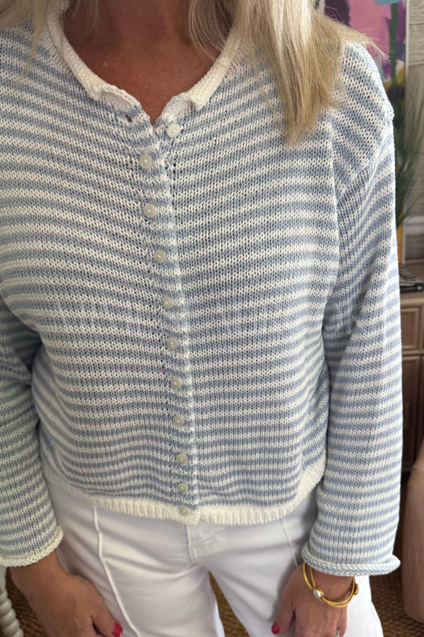 Cyrus sweater, sky blue/white